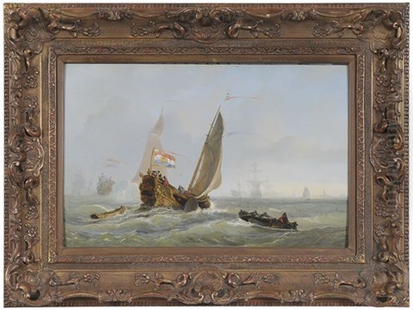 18th Century Dutch Naval Vessels In A Busy Harbor - view 1