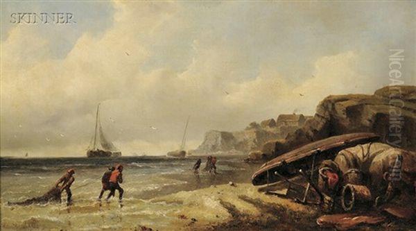 Fishermen Pulling Nets Ashore - view 1