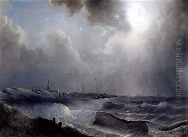 Sturmische See An Der Kuste Bei Scheveningen - view 1