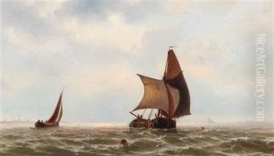 Schepen Op De Zuiderzee by Jacob Eduard Heemskerck van Beest