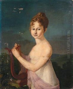 Ritratto Di Giovane Donna Con La Lira by Carl Josef Alois Agricola