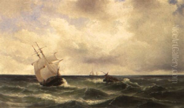 A Two-master On A Choppy Sea - view 1