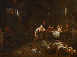 Kucheninterieur Mit Schlafender Magd by Sybrand Van Beest