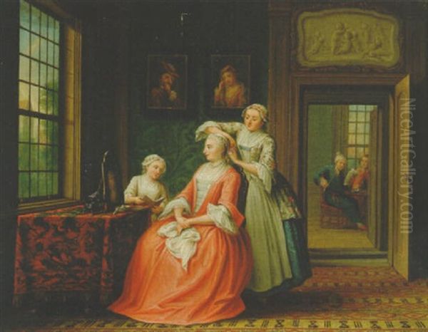 A Lady At Her Toilet In An Interior - view 1