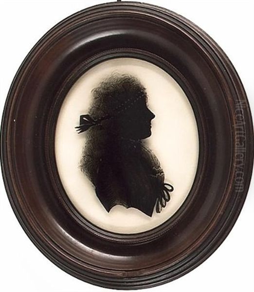 A Lady, In Profile To The Right, Wearing A Dress With Frilled Trim And Bandeau In Her Powdered Hair Tied With Ribbon Bows At The Back (+ 2 Others; 3 Works) - view 1