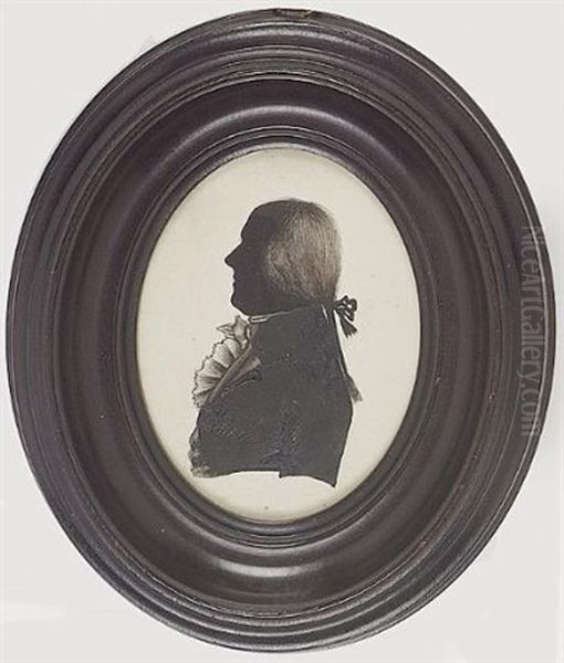 A Gentleman, Profile To The Left, Wearing Coat, Waistcoat And Frilled Shirt, His Hair In Bound Pigtail - view 1
