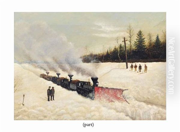 The Snow Plough Train; And Habitants In A Sleigh On A Road In Winter (2 Works) - view 1