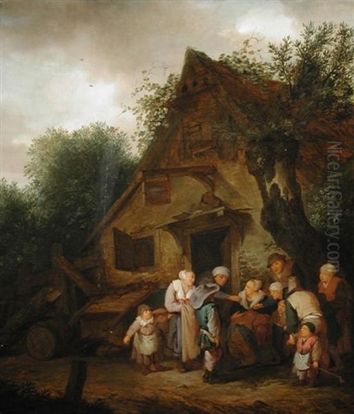 Dutch Family Outside An Inn - view 1