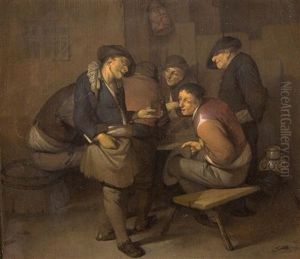 Six Peasants In An Interior by Cornelis Pietersz Bega
