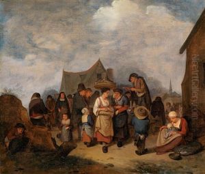 Bauern Auf Einer Dorfstrase by Cornelis Pietersz Bega
