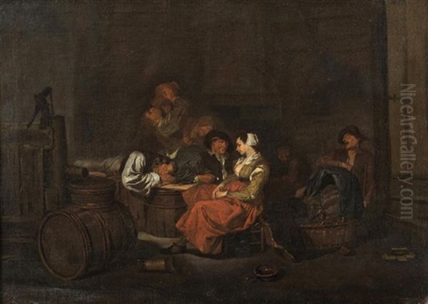 Tavern Interior Scene With Figures - view 1