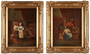 Vardshusscener (pair) by Cornelis Pietersz Bega