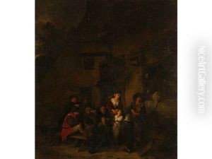 Figures Merrymaking Beside An Inn by Cornelis Pietersz Bega
