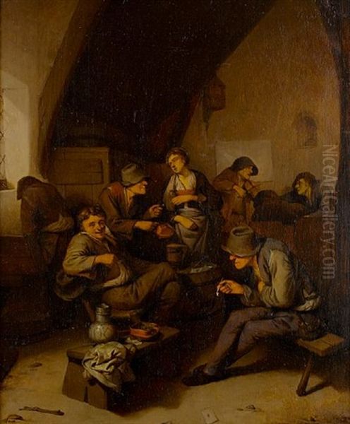 Topers Smoking And Drinking In A Tavern Interior - view 1