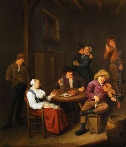 Tavernen-interieur Mit Bauern Btrinken Und Musizieren by Cornelis Pietersz Bega