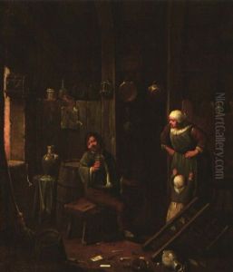Biertrinker In Unordentlicher Stube by Cornelis Pietersz Bega