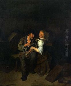 Couple Amoureux Dans Un Interieur by Cornelis Pietersz Bega