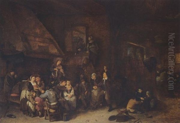 A Tavern Interior With Peasants Making Music And Children Playing In The Foreground - view 1