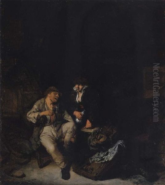 Tavern Interior With Peasants Drinking And Playing Backgammon - view 1