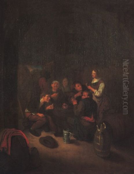 Peasants Smoking And Drinking In A Tavern - view 1