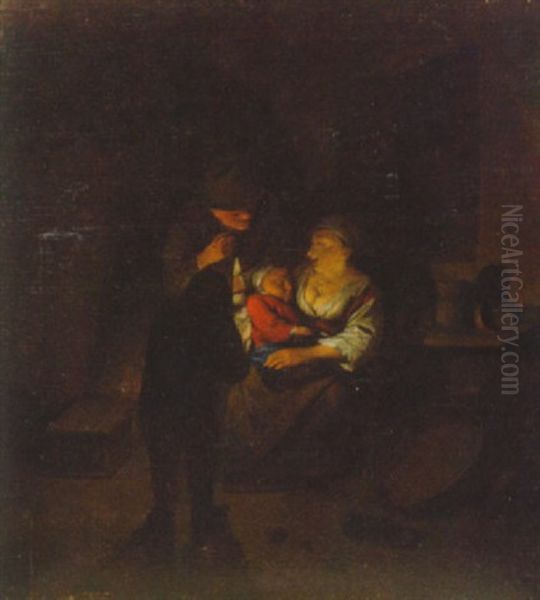 A Peasant Family In An Interior By Candlelight - view 1