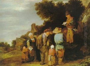 Der Dorfalteste Liest Den Bauern Die Neuigkeiten Vor by Cornelis Pietersz Bega