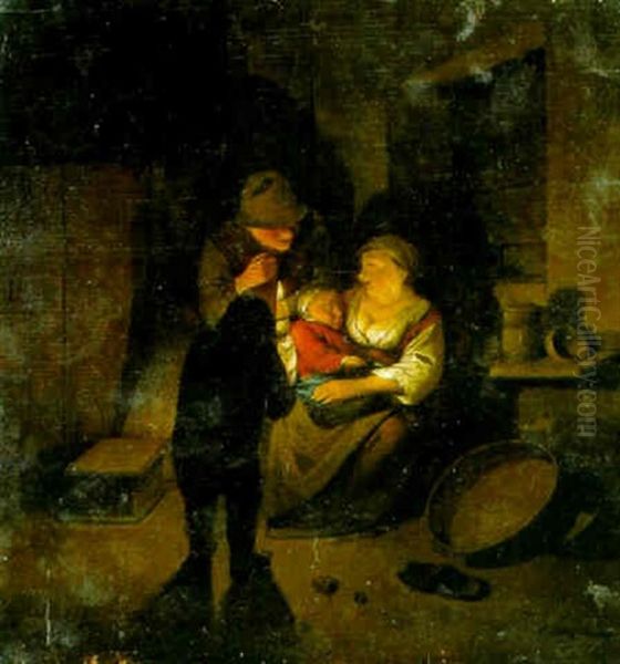 A Peasant Family In An Interior By Candelight - view 1