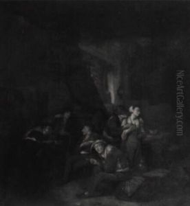 Peasants Carousing In A Tavern by Cornelis Pietersz Bega