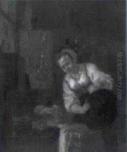 Interior With Mother And Child by Cornelis Pietersz Bega