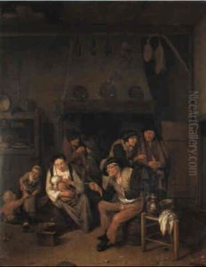 A Peasant Family In A Parlour by Cornelis Pietersz Bega