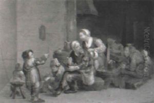 Peasants In A Cottage Interior by Cornelis Pietersz Bega