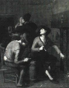 Boors In A Tavern Interior by Cornelis Pietersz Bega