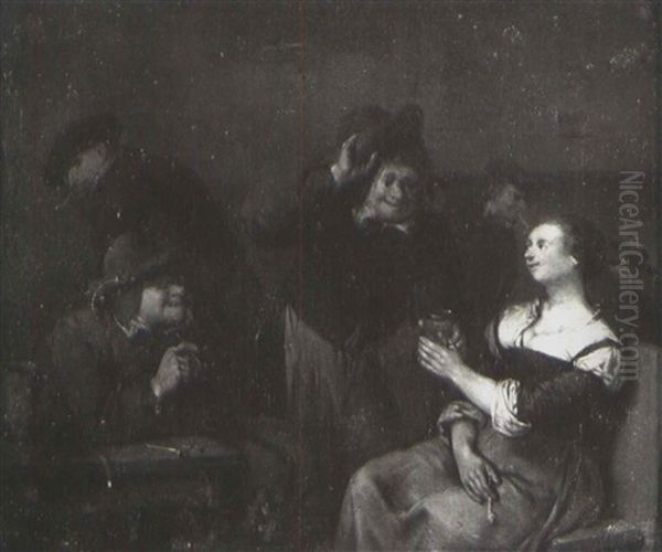 Peasants Smoking And Drinking In An Interior - view 1