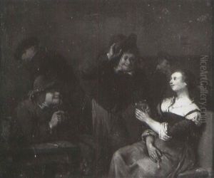 Peasants Smoking And Drinking In An Interior by Cornelis Pietersz Bega