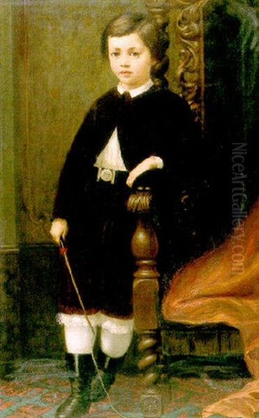 Portrait Of A Young Boy Holding A Riding Crop - view 1