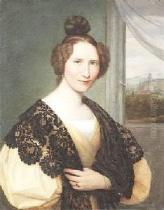 Portrat Einer Dame Mit Schwarzer Spitzen-stola by Karl Begas