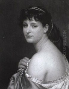 Portrait Einer Jungen Frau Mit Haarschmuck Aus Perlen by Oskar Begas