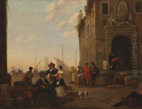A Scene Set In A Southern Seaport - view 1