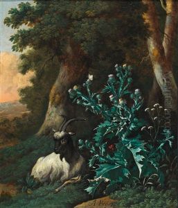 A Wooded Landscape With A Goat And Thistles; And A Wooded Landscape With A Sheep And Thistles