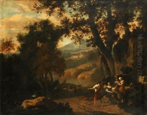 Figures On A Woodland Path by Abraham Jansz. Begeyn