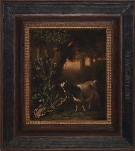 Waldlichtung Mit Distelpflanze Und Ziege by Abraham Jansz. Begeyn