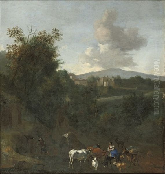 An Italianate Landscape With Shepherds And Their Flock - view 1