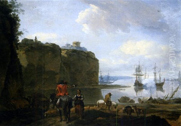 Paysage Mediterraneen Avec Cavaliers - view 1