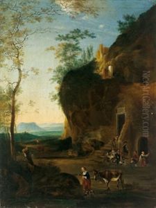 Feiernde Bauern Vor Einer Trattoria In Einer Sudlichen Landschaft Feiernde Bauern Vor Einer Trattoria In Einer Sudlichen Landschaft