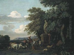 Bergers A La Fontaine by Abraham Jansz. Begeyn