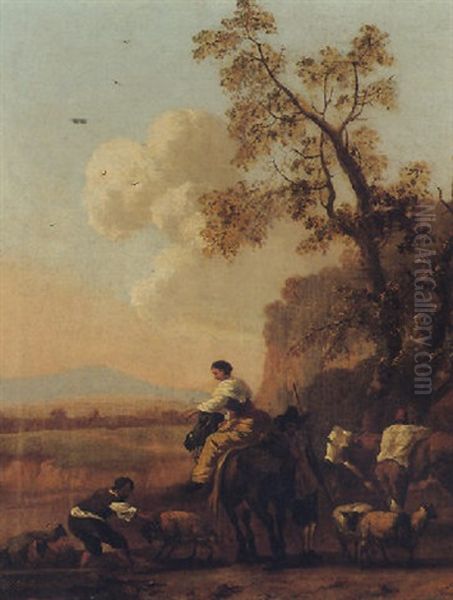 A Southern Landscape With Herders And Animals - view 1