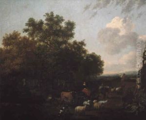 Scene Pastorale Dans Une Clairiere