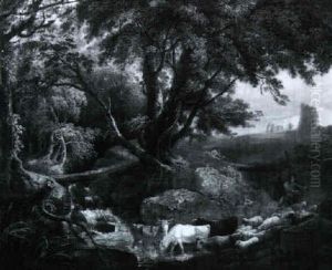 Gebirgslandschaft Mit Einem Wasserfall by Abraham Jansz. Begeyn