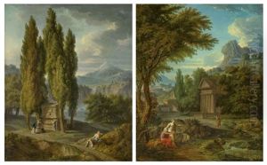 Orphee Abandonne A Sa Douleur Fait Preparer Un Sacrifice Aux Compagnes D'euridice Qui Ornent Son Tombeau De Fleurs (+ Oedipe A Colonne; Pair) by Louis-Rene Beguyer De Chancourtois