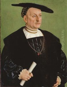Portrait Of Onophrius Scheit In A Black Coat And Hat, A Scroll In His Right Hand